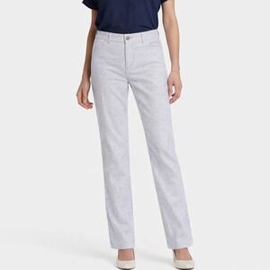 NYDJ Womens 14 Petite Trouser Pants Stretch Linen Lift Coastal Breezy Comfort